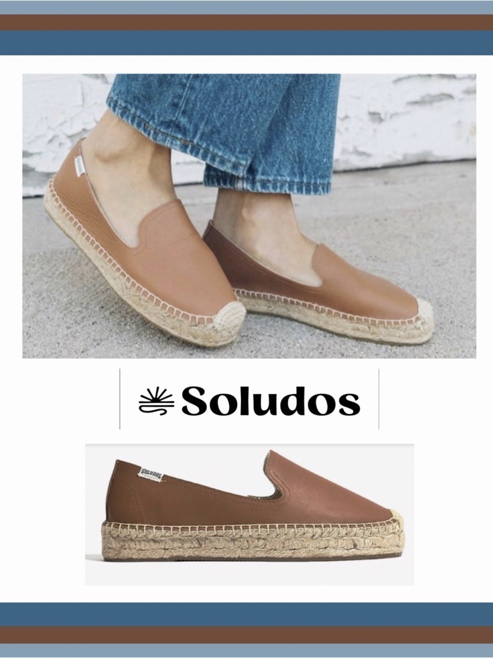 Soludos Brown Leather Espadrille Slip-On